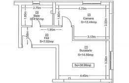 Garsoniera 39 mp, decomandata, semifinisata, zona Vivo