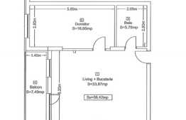 2 camere, 56.42 mp, balcon de 7.49 mp, zona Vivo!