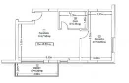 Apartament 1 camera, 48.62 mp, zona Vivo!