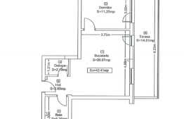 Apartament cu 1 camera, 42.41 mp, terasa de 15 mp, zona Vivo