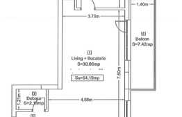 Apartament cu 2 camere, 54 mp, zona Vivo