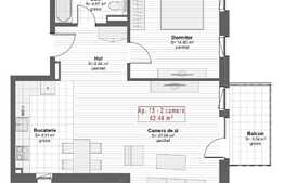 Apartament 2 camere, 62.48 mp, semifinisat, zona Centrala a orasului!