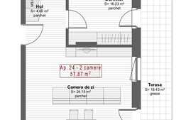Apartament 2 camere, 57.87 mp, semifinisat, zona Centrala a orasului!