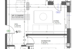 Apartament 2 camere, 52 mp, semifinisat, zona Kaufland