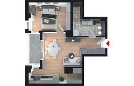 Apartament 2 camere, 56.42 mp, semifinisat, orientare Vestica