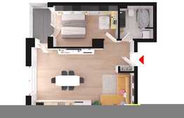 Apartament 2 camere, 55.75 mp, semifinisat ,orientare Vestica