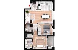 Apartament 3 camere, 2 bai 72.93 mp, semifinisat orientare S-E