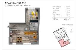 2 camere, 49.50 mp, semifinisat, zona Semicentrala