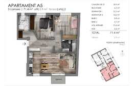 Apartament 3 camere, 71mp, etaj intermediar, imobil NOU!