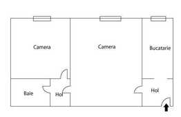 2 camere de vanzare, 46 mp utili, zona Scoala Internationala