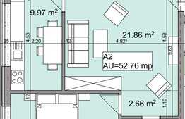 Apartament 2 camere, 52.76 mp, semifinisat, zona strazii Oasului