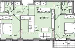 De vanzare 3 camere, 70.33 mp, semifinisat, zona strazii Oasului