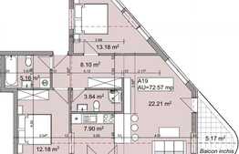 De vanzare 3 camere, 72.57 mp, semifinisat, zona strazii Oasului