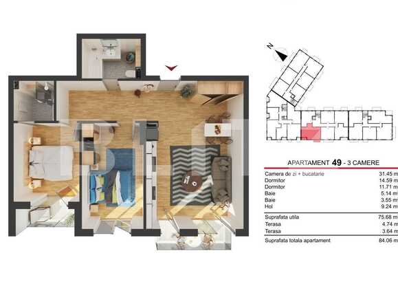 Apartament de vânzare 3 camere Marasti - 47978AV | BLITZ Cluj-Napoca | Poza1