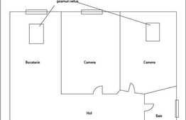 Apartament decomandat cu 2 camere, semifinisat