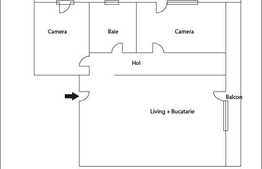 Apartament decomandat cu 3 camere, 60 mp, semifinisat