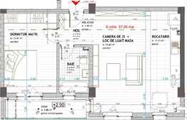 2 camere, 57 mp,CF, GARAJ, semifinisat, bloc cu lift!