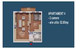 De vanzare 2 camere, 52,85 mp, zona Centrala Floresti!