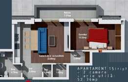 Apartament 2 camere, 52 mp, CF, zona Regal