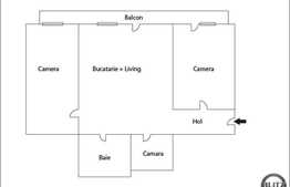 Vanzare 3 camere, 57 mp utili, decomandat, semifinisat,