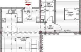 De vanzare 2 camere, 54.72 mp, semifinisat, zona strazii Calea Borhanci