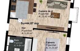 2 camere, 44.87 mp, semifinisat, etaj intermediar, zona Leroy Merlin!