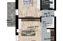 Apartament 2 camere, 43.70 mp, 1200 mp de gradina, zona Leroy Merlin!