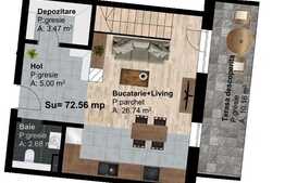 Apartament pe doua niveluri, 3 camere, 72.56 mp, zona Leroy Merlin!