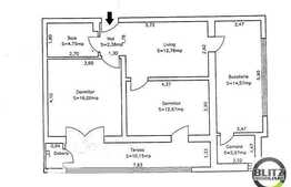 3 camere de vanzare, 70 mp in zona Porii