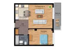 Apartament 2 camere, 57 mp, incalzire prin pardoseala, etaj intermediar, zona Centrala