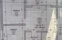 Apartament semifinisat, Incalzire in pardoseala, cu 3 camere, 56mp+7mp in Apahida