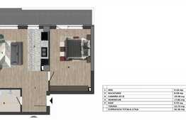 Apartament 2 camere, 56.36 mp, terasa 12.73 mp, imobil NOU!
