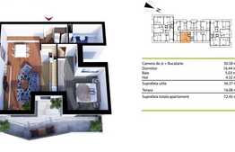 Investitia perfecta! 2 camere, 56.37 mp, terasa 16.08 mp, loc de parcare subteran, zona Iulius Mall