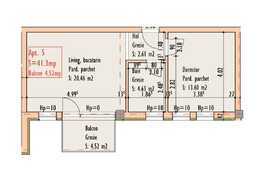 Apartament 2 camere, 41,3 mp, semifinisat, etaj intermediar, zona strazii Bucuresti