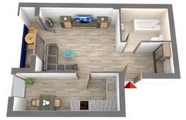 Apartament 1 camera, 39.62 mp, semifinisat, etaj intermediar, zona strazii Bucuresti