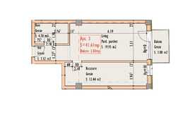 Apartament 1 camera, 41.61 mp, semifinisat, etaj intermediar, zona strazii Bucuresti
