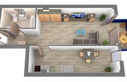 Apartament 1 camera, 41.61 mp, semifinisat, etaj intermediar, zona strazii Bucuresti