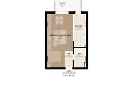 Apartament 1 camera, 43.59 mp, balcon 8.20mp, semifinisat, imobil NOU!