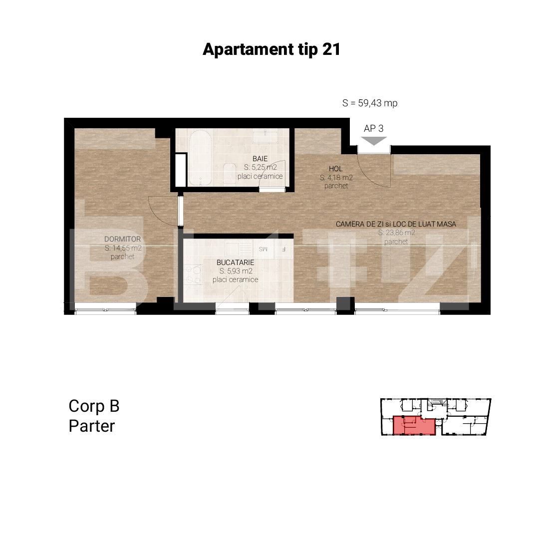 Apartament de vânzare 2 camere Semicentral - 54376AV | BLITZ Cluj-Napoca | Poza1