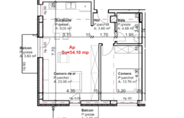 Apartament 2 camere, 54.10 mp, 2 balcoane, etaj intermediar, zona Leroy Merlin!