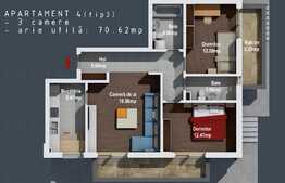Apartament 3 camere, Baciu, intermediar 70.62