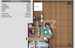 Ansamblu rezidential! Apartament 2 camere, 53 mp + terasa 182 mp, semifinisat, zona Mihai Românu