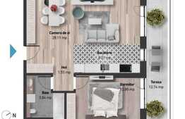 Apartament 2 camere, 56.86 mp, etaj intermediar!