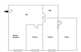 Apartament nou cu 3 camere + terasa de 40 mp, semifinisat
