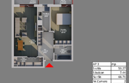 Apartament 2 camere, Balcon, semifinisat! Zona Tauti!