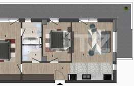 Apartament 3 camere, 63 mp, terasa 23.32 mp, semifinisat, etaj intermediar!