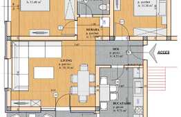 Exclusiv! Apartament 3 camere, 65 mp, semifinisat, etaj intermediar, parcare inclusa, Apahida 
