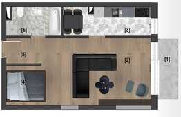 Apartament 2 camere, 44,5 mp, etaj intermediar, CF, complex Riverside ! 