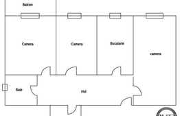 3 camere de vanzare , cu balcon inchis, partial mobilat