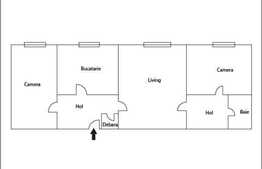 De vanzare 3 camere, 60 mp utili in zona Piata Abator